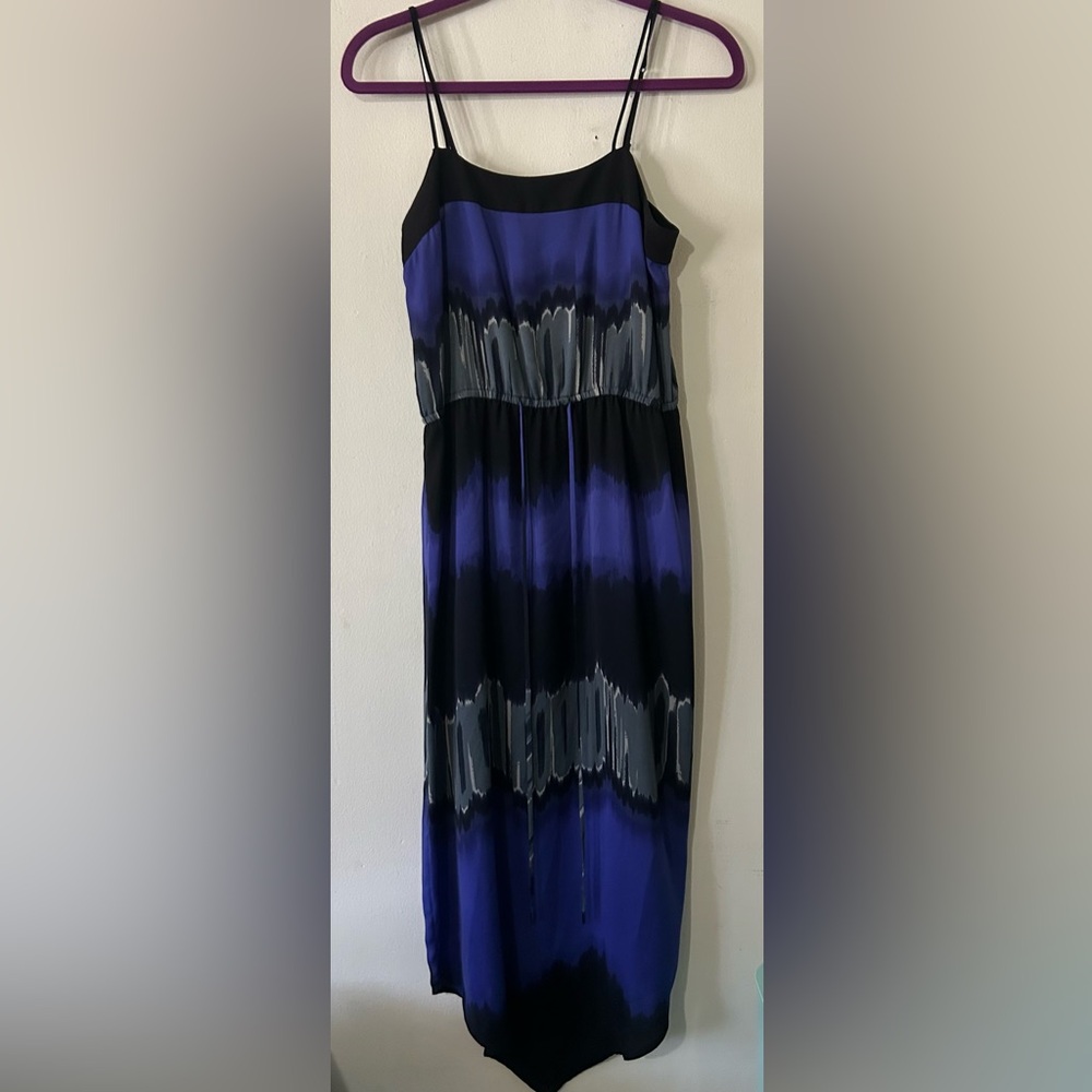 Halston Heritage Black and Blue Patterned Dress